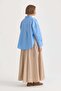 Oversize Cotton Shirt with Sleeve Detail in Blue - 6
