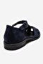 Dexara Navy Blue Suede Genuine Leather Women's Sandals - 5