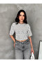 Women's Polka Dot Crop Blouse – Short Sleeve White Stylish Crop Top