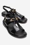 Auren Black Patent Leather Genuine Leather Buckle Women's Sandals