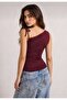 Women's Fitted/Asymmetrical Collar Sleeveless Tie Detailed Stretchy Viscose Blouse 0092 - 4