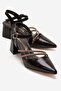 Women's High Heel Shoes Brown Crinkled