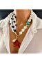 Asymmetrical Design Necklace with Starfish Detail - Polka Dot & Pearl Series - 4