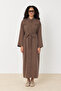 Long Shirt with Buttonhole Pockets Brown