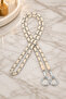 Faux Leather Metal Bag Chain Set - Chain Silver Color - Length 115 cm - Cream Leather