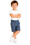 Boy's Blue Color Fabric Shorts with Zipper Closure Pockets