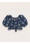 Girl's 2-Piece Set Embroidered Tie-Up Balloon Sleeve Crop Top High Waist Gabardine Pants for Holidays Daily Special Occasions - 5