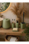 Decorative 5-Piece Bathroom Set: Trash Can, Liquid Solid Soap Dispenser, Silicone Toilet Brush, Toothbrush Holder