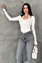Women's Long Sleeve Blouse – Lace Detailed Square Neck Stylish Crop Top - 2