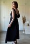 Midi Flared Black Dress with Bow Detail on the Back and Straps - 7