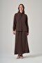 1050 Suit with Stone Detail on the Collar and Skirt in Brown - 2