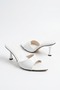 White Patent Leather Women's Pointed Toe 7 cm Thin Heeled Open Toe Slippers Sh02Nav - 4