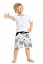 Boy's Patterned Gray Color Combed Cotton Shorts with Elastic Waist and Pockets - 2