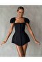 Aurora Diving Fabric Square Neck Dress and Tulle Detailed Long Fishtail Skirt Set - 2
