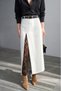 Women's Slit Lace Detailed Belted Maxi Skirt