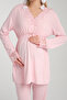 Maternity Set 3-Piece Set - Elegant Lace Maternity Pajama Set - Cotton Set with Dressing Gown and Nursing Features - 8