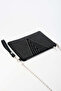 Women's V Silver Stone Suede Portfolio Handbag and Clutch Bag with Ankle Strap and Chain Strap - 3
