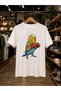 Boxing Lovebird Printed 100% Cotton Oversize Loose Regular Fit Crew Neck T-Shirt
