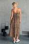 New Season Women's Rope Strap V-Neck Long Leopard Patterned Single Jersey Summer Comfortable Dress - 6