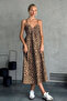 New Season Women's Rope Strap V-Neck Long Leopard Patterned Single Jersey Summer Comfortable Dress - 5
