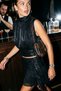 Glam Rock Parisian Shiny Textured High Waist Fringed Skirt Stand Collar Sleeveless Blouse Combination Moss Two-Piece Set - 5