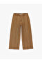 Regular Waist Ribbed Short Wide Leg Pants with Pocket Detail - Culotte Jeans - 5