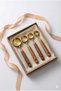 Set of 4 Gold Metal Measuring Spoons with Wooden Handles - Luxury Stainless Steel Kitchen Measuring Set - 2