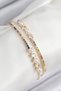 Brass Zircon Stone Pearl Model Gold Color Women's Bracelet