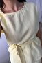 Yellow shoulder ruffle linen blouse set - 7