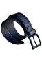 4.5 Cm. Sports Model Genuine Leather Belt with Stitched Edges for Men Navy Blue - 3