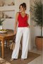 Women's Ribbed Waist-Fitted Knitwear Athlete V-Neck Summer Basic Blouse Stretchy Fabric - 3