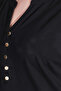 40198 Black Button Detail Low-Sleeve Relaxed Fit Knitted Dress - 4