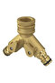 Brass Double Outlet Faucet Adapter Water Distributor Compatible with 1/2-3/4 Faucets