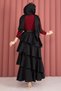 Gold Brooch Detailed Sandy Body Claret Red - 6