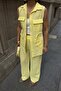Women's Yellow Long Vest and Trousers Linen Textured Top and Bottom Set - 4