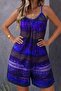 Women's Rope Strap Round Neck Pocketed Patterned Short Single Jersey Jumpsuit - 3