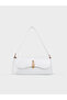 Wrinkled Textured White Shk305 Faux Leather, Special Lock Magnet Hand, Arm and Shoulder Bag