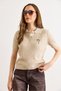 Women's Stone Bow Embroidered Polo Collar Hair Knit Seasonal Knitwear Blouse Blz-19003222 - 4