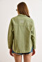 Women's Khaki Chic Embroidered Pocket Herringbone Gabardine Shirt Jacket Ckt-19000507 - 6