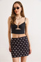 Women's Black Polka Dot Mini Skirt with Shorts Etk-19000428