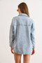Women's Blue Rain Stone Detailed Pocket Denim Shirt Jacket Ckt-19000530 - 6