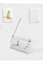 Wrinkled Textured White Shk305 Faux Leather, Special Lock Magnet Hand, Arm and Shoulder Bag - 8
