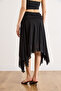 Women's Black Lined Asymmetrical Lace Detailed Boho Skirt Etk-19000426 - 6
