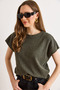 Women's Khaki Wide Collar Batwing Seasonal Knitwear Blouse Blz-19003248 - 2