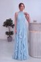 Women's Halter Neck Ruffle Homecoming Dress Long Chiffon Evening Dress Baby Blue - 4