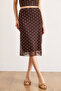 Women's Brown Lined Polka Dot Tulle Skirt Etk-19000427 - 4
