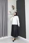 Lace Embroidery Detailed Collar and Pleated Front Shirt - 8