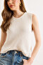 Women's White Crew Neck Sleeveless Blouse with Cotton Content Blz-19003338 - 3