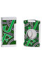 Green - Portable Stainless Steel Two-Piece Cigar Set with Double Flame Direct Windproof Cigar Lighter and Sharp Blade Cutter - 2