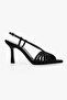 Women's Gloria Black Satin Heeled Shoes - 2